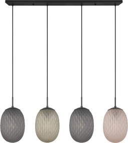 Lustră negru-mat cu abajur din sticlă Facette – Trio