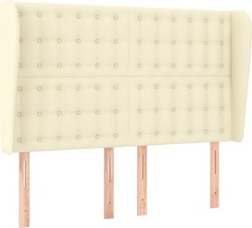 vidaXL Tăblie de pat cu aripioare, crem, 147x23x118/128 cm, piele eco