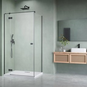 Usa de nisa batanta Radaway Essenza KDJ 110 cm sticla 6 mm finisaj GunMetal periat-transparent deschidere stanga