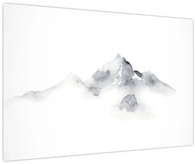 Tablou - Pictură cu cerneală de munți (90x60 cm)