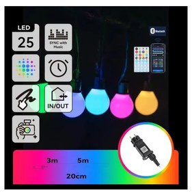 Aigostar - Ghirlandă inteligentă de exterior MESH LED RGBICW, 25x LED, 5 m, IP44 + telecomandă