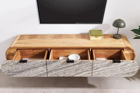 Comoda suspendata din lemn de salcam si furnir de piatra ORGANIC 160cm