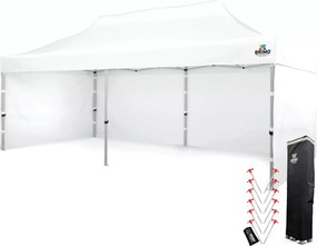 Cort de nuntă 3x6 m din aluminiu – Elegant și de montare rapidă - cu 3 pereți - Alb