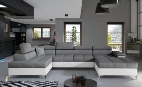 Canapea modulara, extensibila, cu spatiu pentru depozitare, 345x202x90 cm, Eduardo L03, Eltap (Culoare: Negru / Sawana 14)