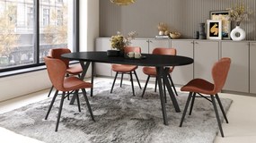 Mazzoni ALDO Negu/picioare negre - MASĂ ROTUNDĂ STIL LOFT PENTRU SALON/SUFRAGERIE EXTENSIBILĂ CU PICIOARE ÎN FORMĂ DE "Y"