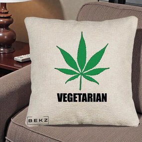 Perna Decorativa Vegetarian cu Frunza, 40x40 cm, Bej Canapea, Husa Detasabila, Perna Inclusa, BEKZ®