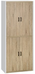 HOMCOM din lemn MDF dulap cu 4 rafturi reglabile, 4 usi si dispozitiv anti-basculare, 80x40x182cm, crem si alb | Aosom Romania