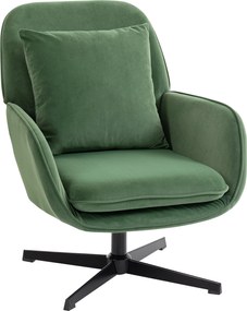 HOMCOM Fotoliu de Salon Rotativ 360° cu Pernă Lombară Detașabilă, Șezut Generos, Fotoliu Tapițat Modern din Catifea cu Cotiere, pentru Living, 73x83.5x85 cm, Verde | Aosom Romania