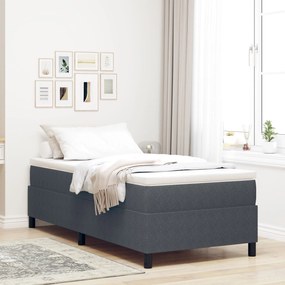 vidaXL Pat cu saltea box spring în gri închis - 100 x 200 cm, din corduroy