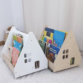 Bibliotecă Montessori cu roți, în formă de căsuță BOOKY turquoise