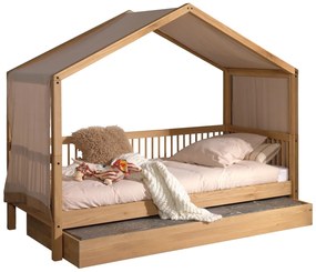 Set FORREST OAK format dintr-un Pat copii Vipack (90 x 200 cm), un sertar și un set de textile.
