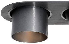 Set de 6 spoturi încastrate Gunmetal GU10 70mm înclinabile cu 2 lumini - Installa