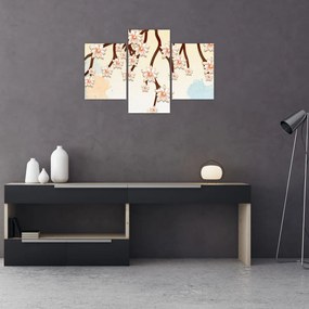 Tablou - Flori colorate pe ramuri (90x60 cm)