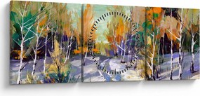 Tablou - Drum înzăpezit prin pădure (cu ceas) (90x30 cm)