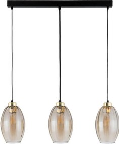 Lustră LED suspendată pe cablu SEBO 3xE27/15W/230V negru/bej fumuriu