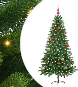 vidaXL Brad de Crăciun cu 150 LED cu suport Verde 150 cm PE