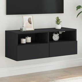 836870 vidaXL Comode TV de perete, negru, 80x30x30 cm, lemn prelucrat