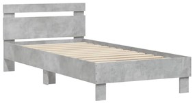 838571 vidaXL Cadru de pat cu tăblie, gri beton, 75x190 cm, lemn prelucrat