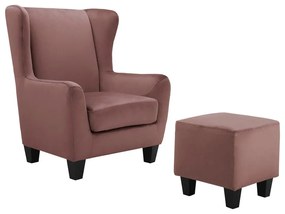 Fotoliu roz wing cu tapițerie din catifea Zhili - Støraa