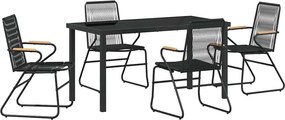 vidaXL Set de masă pentru grădină 5 pcs Negru