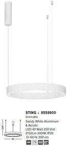 Lustra LED suspendata design circular STING White 60cm