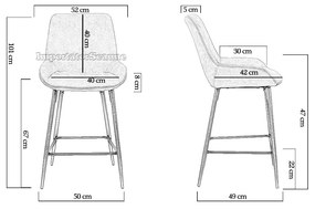 Scaun de bar fix din piele ecologica si cadru metalic ABS 146 roz