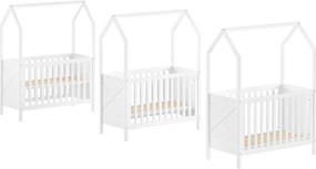 Pătuț alb din lemn de pin cu înălțime reglabilă 60x120 cm Scott – Vipack