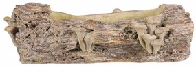 Ambalaj din beton - ghiveci, lemn cu ciuperci, 41x 19 x 13 cm, maro