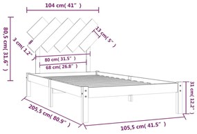Cadru de pat, alb, 100x200 cm, lemn masiv Alb, 100 x 200 cm