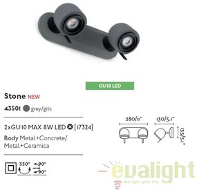 Aplica perete cu 2 spoturi directionabile STONE-2 gri 43501