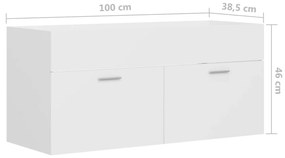 Dulap pentru chiuveta, alb, 100x38,5x46 cm, PAL Alb, Dulap pentru chiuveta, 1