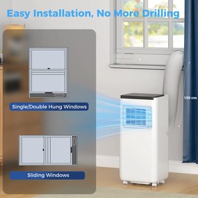 HOMCOM Aparat de aer condiționat portabil 10.000 BTU 4 în 1 - răcire, dezumidificator, ventilator cu WiFi pentru 30 m² Alb | Aosom Romania