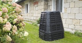 Composter din plastic pentru grădină, negru, 740 l