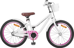 vidaXL Bicicletă pentru Copii 18 Inci pentru 5-7 ani Alb