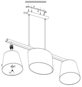 Eglo 98587 - Lustră pe cablu ALMEIDA 3xE14/25W/230V