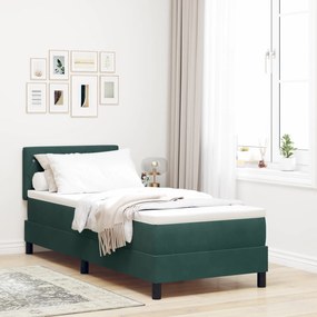 vidaXL Pat box spring cu saltea &amp; LED, verde închis, 80x200 cm catifea