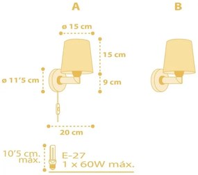 Aplică pentru copii STAR LIGHT 1xE27/60W/230V galbenă Dalber 82219A