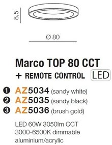 Lustra LED cu telecomanda design slim circular MARCO TOP 80 CCT GO