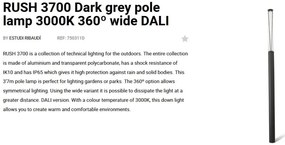 Stalp LED iluminat exterior simetric 360º wide IP65 RUSH 370cm 3000K DALI