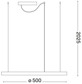 Ideal Lux - Lustră LED suspendată pe cablu ORACLE SLIM, 28 W, 230 V, 3000 K, Ø 50 cm, albă