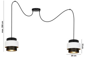 Lustră pe cablu NESS 2xE27/60W/230V neagră/albă