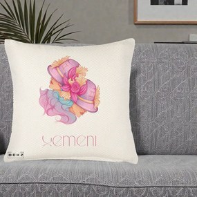 Perna Personalizata Zodie Gemeni, 40x40 cm, Crem Reliefat, Husa Detasabila, Perna Inclusa, BEKZ®