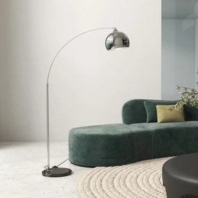 HOMCOM Lampă de podea vintage în arc cu bară ajustabilă, întrerupător de picior, soclu E27, argintiu | Aosom Romania