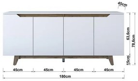 Bufet Rafaelo Alb 180x45x78.5 cm