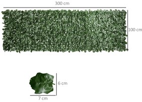Outsunny Gard Artificial Paravan Decorativ Rulou 3L x 1Î m Frunziș Realist Anti-UV Verde Închis | Aosom Romania