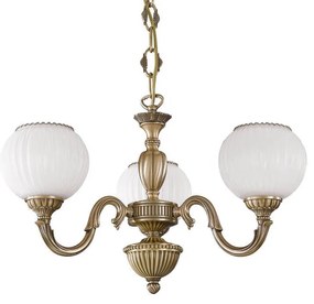 Candelabru clasic design italian din alama, sticla 9250 RA-L. 9250/3