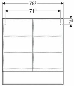 Dulap cu oglinda suspendat Geberit Selnova Square lava gri inchis 2 usi 79 cm