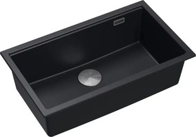 Chiuveta compozit sub blat Quadron Logan 110 negru - inox 76x44 cm