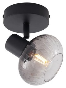Spotlight modern pentru tavan negru cu sticlă fumuriu rotundă - Teddy