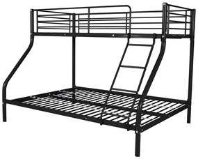 242996 vidaXL Cadru pat supraetajat copii, negru, 140x200/90x200 cm, metal
